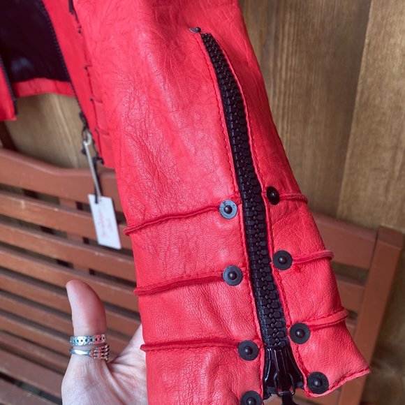 NEW with TAGS Benedetta Novi Red Leather Jacket - Picture 7 of 7